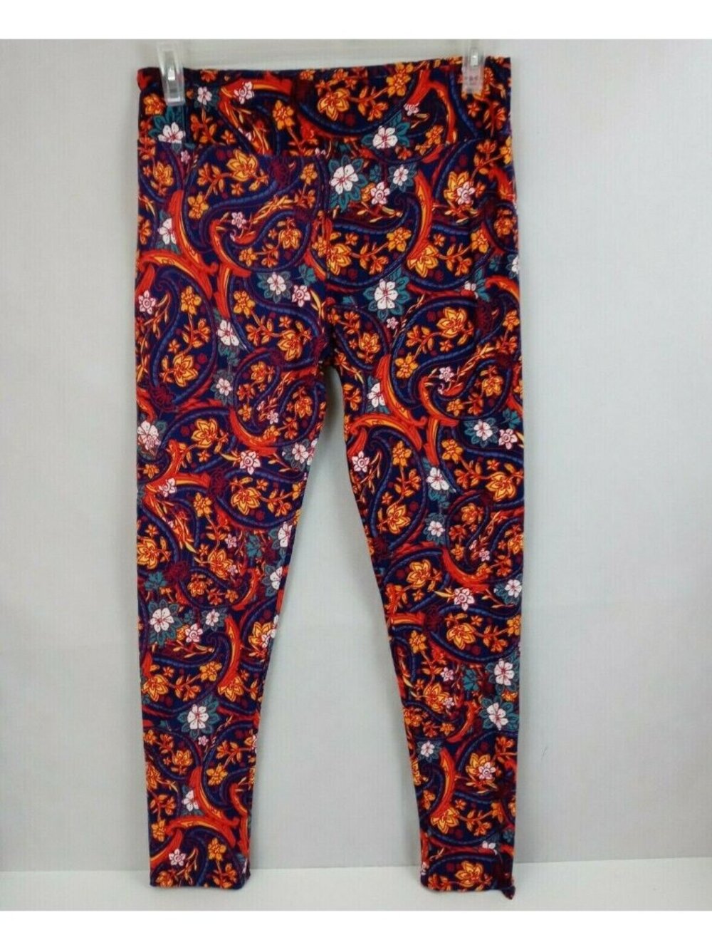 New LuLaRoe Tall & Curvy Leggings Blue With Colorful Floral Paisley Designs